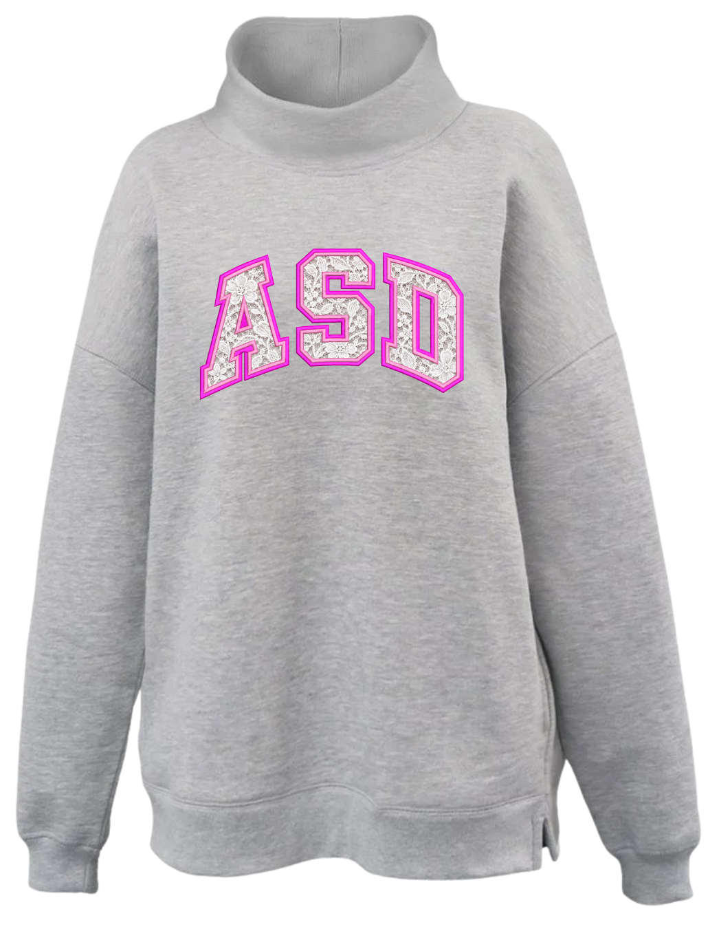 Lace Applique Embroidered Mock Neck