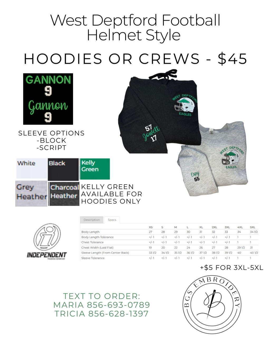 West Deptford Football Helmet Hoodie or Crew